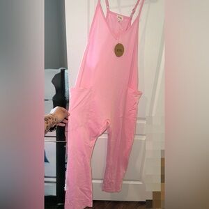 BiBi Pink Cropped Jumpsuit Overalls